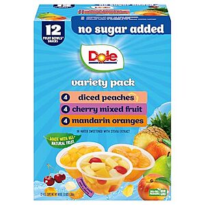 [SnS, AC] $5.48* | 12-Count 4-Oz Dole Fruit Bowls No Sugar Added Variety Pack at Amazon