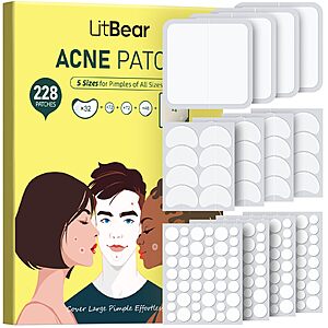 228-Count LitBear Hydrocolloid Acne Patch Variety Pack for Face & Body (5 Sizes, Including XL) $3.99 + Free Shipping w/ Prime or on $35+