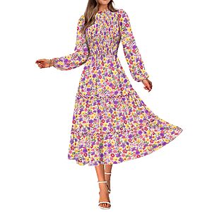 NOLLSOM Women's Floral Long Sleeve Crew Neck Maxi Dress $16.39 + Free Shipping w/ Prime or on $35+