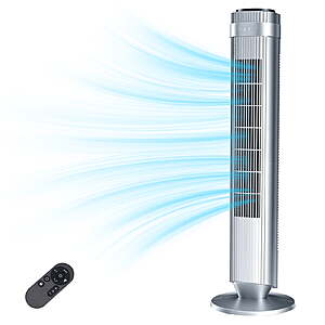 EDX Bladeless Tower Fan w/ 5 Speeds, 4 Modes, 12-Hour Timer & Remote (Silver) $39.99 + Free Shipping