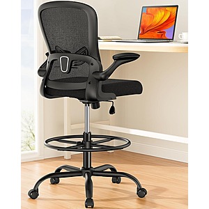 ErGear Drafting Chair w/ Flip-Up Armrests (Up to 300lb Capacity, Black) $65 + Free Shipping