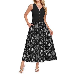 Molerani Women's Sleeveless V-Neck Maxi Dress w/ Pockets (size XS-XXL, Various Colors) $9.44 + Free Shipping w/ Prime or on $35+