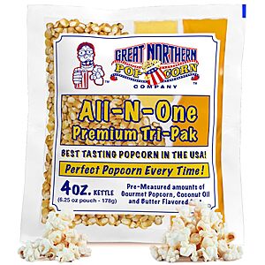 $38.47: 40-Pack Great Northern Popcorn 4oz Popcorn Machine Popcorn Packets, Butter Flavored Salt and Oil