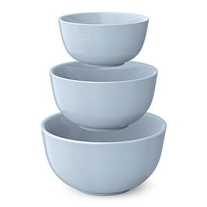 Beautiful 3-Piece Stoneware Nesting Mixing Bowl Set, Cornflower Blue or Sage Green - $19.96