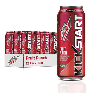 Select Accounts: 12-Pack 16-oz Mountain Dew Kickstart Energy Drink (Various Flavors) $8.77 w/ S&S + Free Shipping w/ Prime or on $35+
