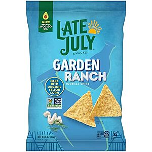 [SnS, AC] $22.38 | 8 × 6-Oz Late July Garden Ranch Tortilla Chips ($2.80 each) at Amazon