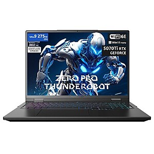 THUNDEROBOT ZERO 16 PRO Gaming Laptop: 16" 2.5K IPS 360Hz, Intel Ultra 9 275HX, RTX 5070 Ti, 32GB DDR5, 1TB SSD $1768.99