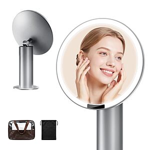 Silver Lighted Rechargeable Makeup Mirror with Travel Case, Vanity Mirror - 70 LED 3CCT Lighting - $18.99