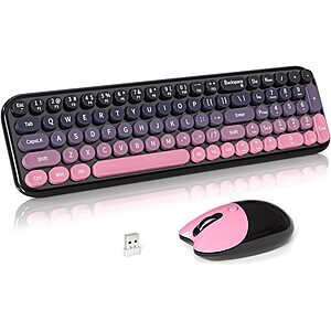 Wireless Keyboard and Mouse Combo,2.4GHz Colorful Full-Size Retro Typewriter for PC/Desktop/Laptop/Windows (3 Color Choices) - $14.99