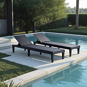 2-Count Nestl Waterproof, Lightweight, and Adjustable Outdoor Polyresin Chaise Lounge Chair Set (Black) $165.99 + Free Shipping