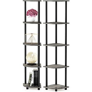 2-Pack Furinno Turn-N-Tube 5-Tier Corner Bookshelf (French Oak/Black) $28.74 + Free Shipping w/ Prime or on $35+