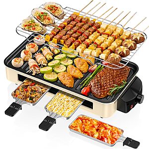 2-in-1 NAUQUOHZ 1500W Electric Indoor Smokeless Grill $22.49 + Free Shipping w/ Prime or on $35+