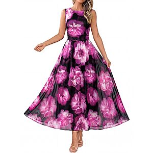 BTFBM Women's Sleeveless Floral Maxi Dress w/ Pocket (size S-XXL, Various Colors) $9.99 + Free Shipping w/ Prime or on $35+