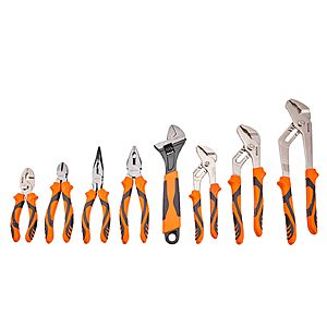 VEVOR 8-Piece Pliers Set, High Carbon Steel - 12", "10", "8" Groove & Linesman's Pliers & Adjustable Wrench & Tool Bag $31.99