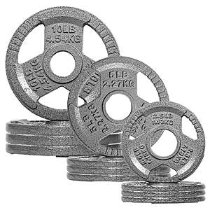 FlexWave 70LB Olympic 2" Cast Iron 3-Grip Weght Plates Set, Light Gray $50.FS @ Walmart