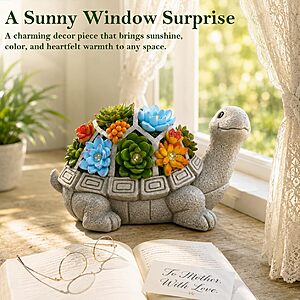 Nacome Solar Garden Outdoor Statues Turtle with Succulent and 7 LED Lights - Lawn Decor Statue for Patio, Balcony, Yard Ornament - Gifts for Mom Grandma Women $19.99