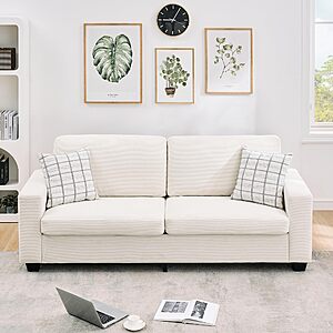 Modern Loveseat Sofa Couches for Living Room, 83" Boneless Comfy Corduroy Sofa, Removable Cover, White/$223.63 - Green/$236.87
