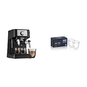 De'Longhi Manual Espresso Machine with 15 Bar Pump, Milk Frother, and 2 Thermo Espresso Glasses $114.99