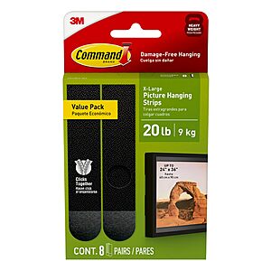 [S&S]Command 20 lb XL 8 Pairs Heavyweight Picture Hanging Strips (16 Strips) $5.59 + Free S&H w/ Prime or $35+