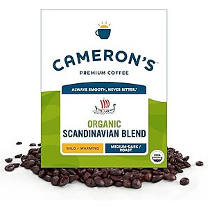 Cameron's Coffee Roasted Premium Whole Bean Coffee, Organic Scandinavian Blend, 4 Pound (Pack of 1)~$19.17 After Coupon & S&S @ Amazon