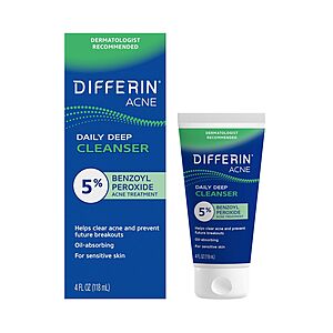 Differin 4-Ounce Acne Face Wash w/ 5% Benzoyl Peroxide $2.87 w/ S&S + Free Shipping w/ Prime or on $35+ $6.3