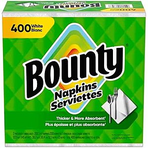 [AC] $5.24 | Bounty Paper Napkins, White, 400 Count at Amazon