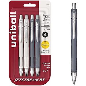 [SnS] $3.30* | 4-Pack uni-ball Jetstream RT 0.7mm Fine Point Pens (Twilight, Black Ink) at Amazon
