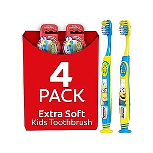 $3.99 | 4-Pack Colgate Kids' Toothbrush w/ Extra Soft Bristles + Suction Cup (Minions) at Woot!