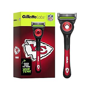 $6.40 - Gillette Labs Special NFL Chiefs Edition Shaving Razor for Men - 1 Handle, 4 Razor Blade Refills & Magnetic Stand, GilletteLabs with Exfoliating Bar + free ship w/ Prime