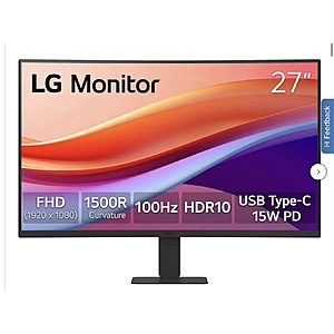 LG 27" Full HD 100Hz Monitor with HDR 10 and USB Type-C 15W P $109.99 Free shipping Costco.com