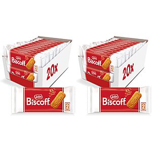 Lotus Biscoff Cookies, Caramelized Biscuit Cookie Snack, Dispenser Box (40 sleeves of 2 extra large cookies) Vegan, 0.9 Ounce, 20 Count (Pack of 2)~$11.88 @ Amazon