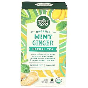 [SnS] $2.33 | Whole Foods Market, Organic Mint Ginger Herbal Tea, 20 Count at Amazon
