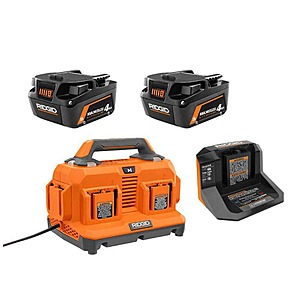 Ridgid 18V MAX Output Starter Kit with (2) 4.0 Ah MAX Output Batteries and Charger with 18V 6-Port Charger $189