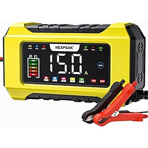 [AC] $18.99* | NEXPEAK 15A Smart 12V/24V LiFePO4 Battery Charger & Maintainer at Amazon