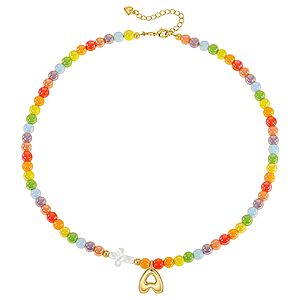 Beaded Initial Necklace for Women, 14K Gold Plated Letter Cross Choose your initial $5.59