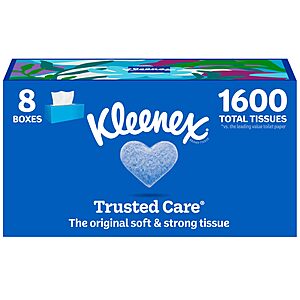 8-Pk 200-Ct Kleenex Trusted Care 2-Ply Facial Tissues at Amazon $11.37 with S&S