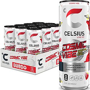 CELSIUS COSMIC VIBE Sparkling Fruit Punch, Sugar Free Energy Drink, 12 Fl Oz (Pack of 12) $13.70  Amazon S&S