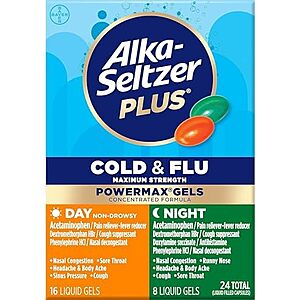 [SnS, AC] $10.41* | 2 × 24-Count Alka-Seltzer Plus Cold & Flu Power Max Liquid Gels ($5.21 each) at Amazon
