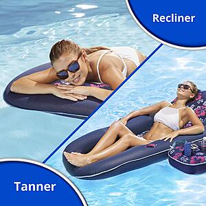 Aqua Campania Ultimate 2-in-1 Pool Float Lounge – Extra Large – Inflatable Pool Floats for Adults with Adjustable Backrest & Cupholder Caddy – Teal Hibiscus $38.39
