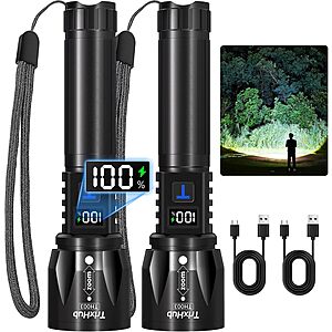 2-Pack TrixHub Rechargeable High Lumen Flashlights w/ 5 Modes & LCD Display $9.87 + Free Shipping w/ Prime or on $35+