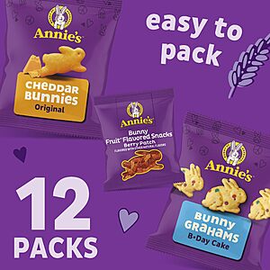 Lowest Ever: Annie's Sweet and Salty Snack Variety Pack, Cheddar Bunnies, Bunny Grahams and Bunny Fruit Flavored Snacks, Organic Kids Snacks, 12 Pouches, 10.8 oz $5.81