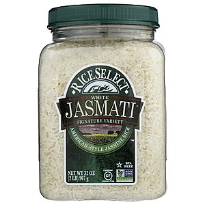 4 Pack: RiceSelect Jasmati White American-Style Jasmine Rice, Lowest Ever, Gluten Free, Non GMO, 32 Ounces (Pack Of 4) $3.36/ea, $1.18/lb $13.45