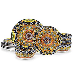 12-Piece vancasso Simi Floral Porcelain Dinnerware (Bohemian Dark Green, Set for 4) $39.99 + Free Shipping