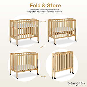 $107.73 FS Walmart  Dream On Me 3-in-1 Folding Portable Mini Crib, Changing Station and Playpen, Natural