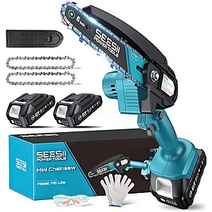 6" Seesii Cordless Mini Handheld Electric Chainsaw w/ 2 Batteries $19.71 + Free Shipping w/ Prime or on $35+