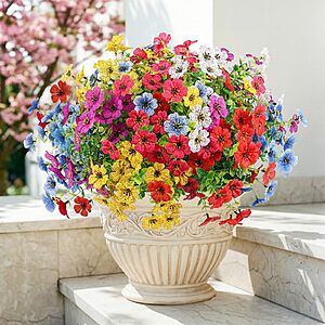 [Prime] 12-Bundle UV Resistant Artificial Flowers for Outdoor Planters (Multi Color) $8.98 or Less + Free Shipping