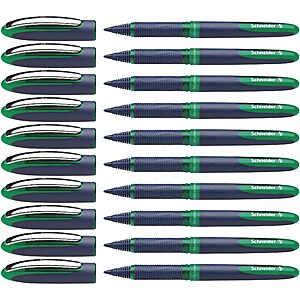 [S&S] $23.37: Schneider One Business Rollerball Pen, 0.6 mm, Blue Barrel, Green Ink, Box of 10 Pens (183004)