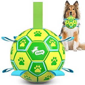 8" QDAN Water-Resistant Soccer Ball Dog Toy w/ Tug Tabs from $9.87 + Free Shipping w/ Prime or on $35+