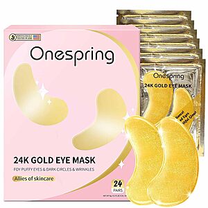 24-Pairs Onespring Under Eye Gel Patches (24K Gold) $5.19 w/ S&S + Free Shipping w/ Prime or on $35+