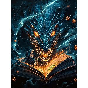 ijbnhd Dragon Book 5D Diamond Painting Kit (12" x 16") $3.99 + Free Shipping